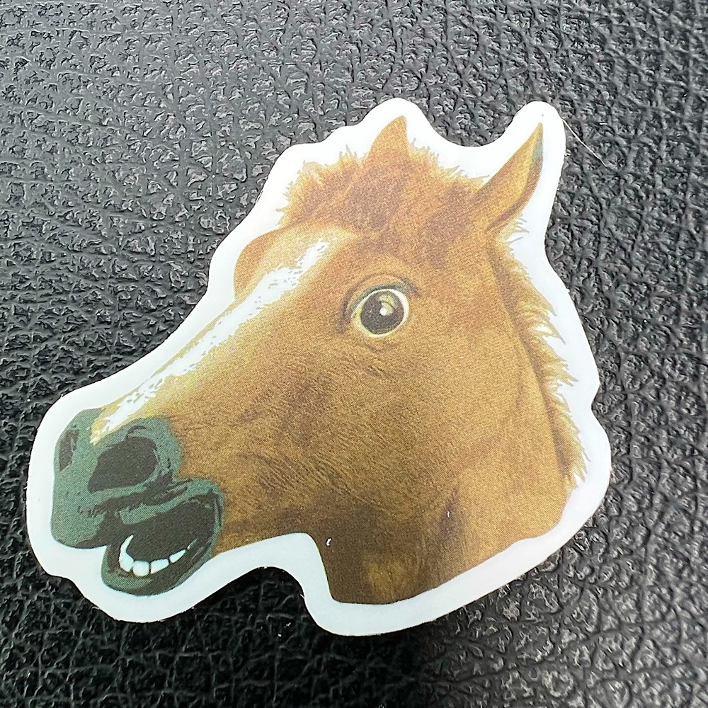 Horse Head Mask Halloween Funny Prank Joke Dress up Costume sticker